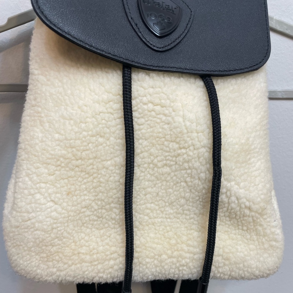 Pajar Black Leather Beige Sherpa Backpack